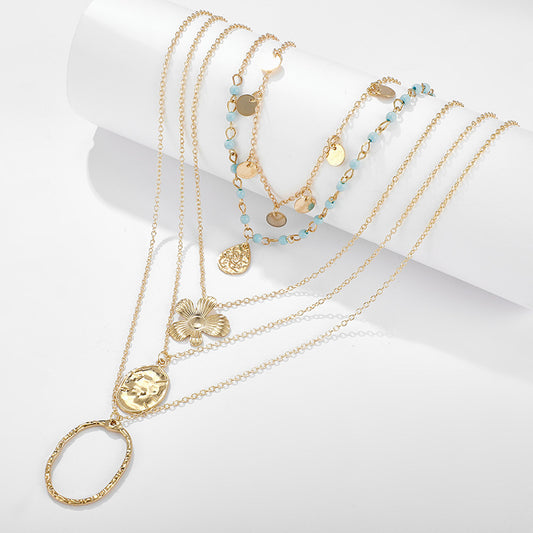 Oval Flower Turquoise Necklace