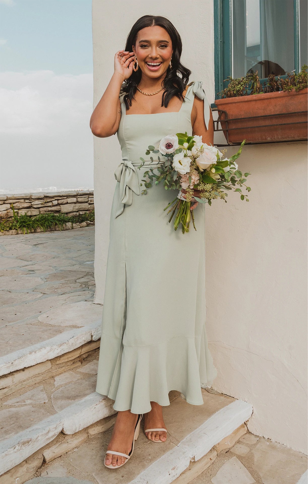 Vestido Dividido con Tirantes de Temperamento con Diseño de Cordones, Vestidos de Playa con Volantes de Moda de Verano para Mujer