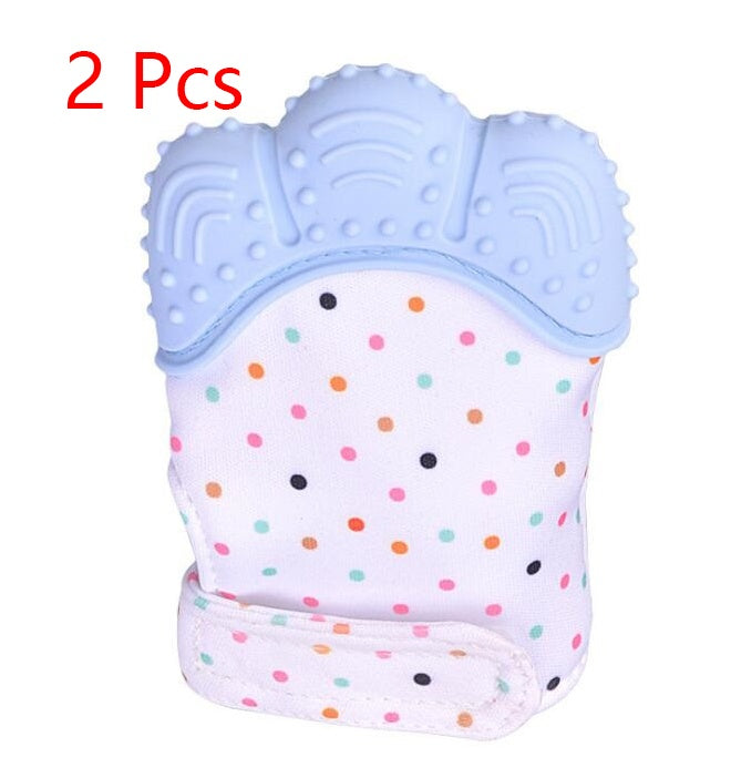 Anneau de dentition pour bébé, gants molaires en silicone anti-morsure, jouets sonores pour enfants
