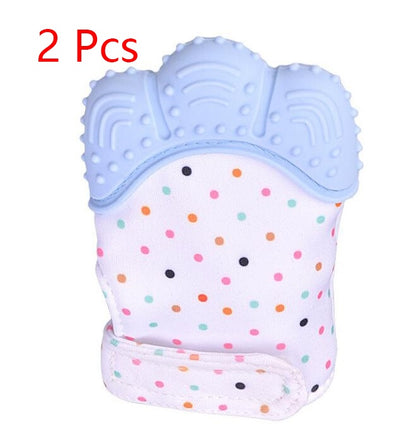 Anneau de dentition pour bébé, gants molaires en silicone anti-morsure, jouets sonores pour enfants