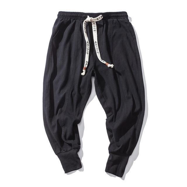 Pantalon sarouel en coton et lin pour homme style hip-hop