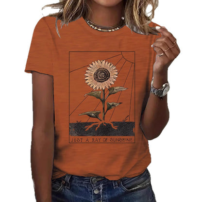 T-shirt tournesol à manches courtes pour femme