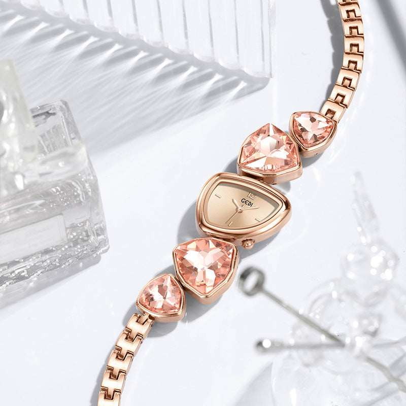 Reloj de pulsera de lujo ligero con diamantes de cristal para mujer, elegante y a la moda
