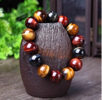 Pulsera de Ojo de Tigre Piedra de Cristal Natural Pulsera de Cuentas de Buda