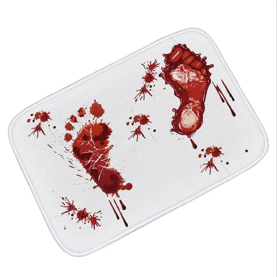 Blood Footprints Bath Mat Horror Rug Toilet Shower Bathroom Mat Rugs by eprolo