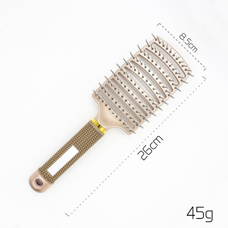 Cepillo para el cabello antinudos Brushy, desenredante para mujer, cerdas de nailon, masajeador de cuero cabelludo, peine para el cabello
