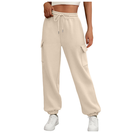 Pantalon de jogging ample molletonné pour femme avec poches, pantalon cargo tendance et décontracté pour l'automne, tenues d'automne