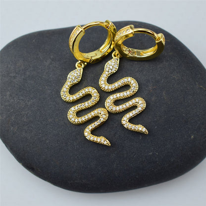 Boucles d'oreilles serpent géant zircon personnalité