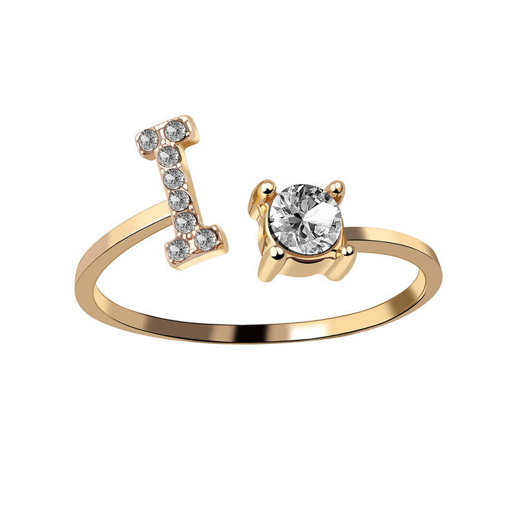 Anillo ajustable de nuevo diseño con 26 letras iniciales, joyería de moda para mujer, joyería simple y elegante