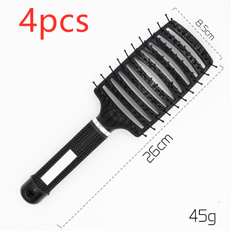 Cepillo para el cabello antinudos Brushy, desenredante para mujer, cerdas de nailon, masajeador de cuero cabelludo, peine para el cabello