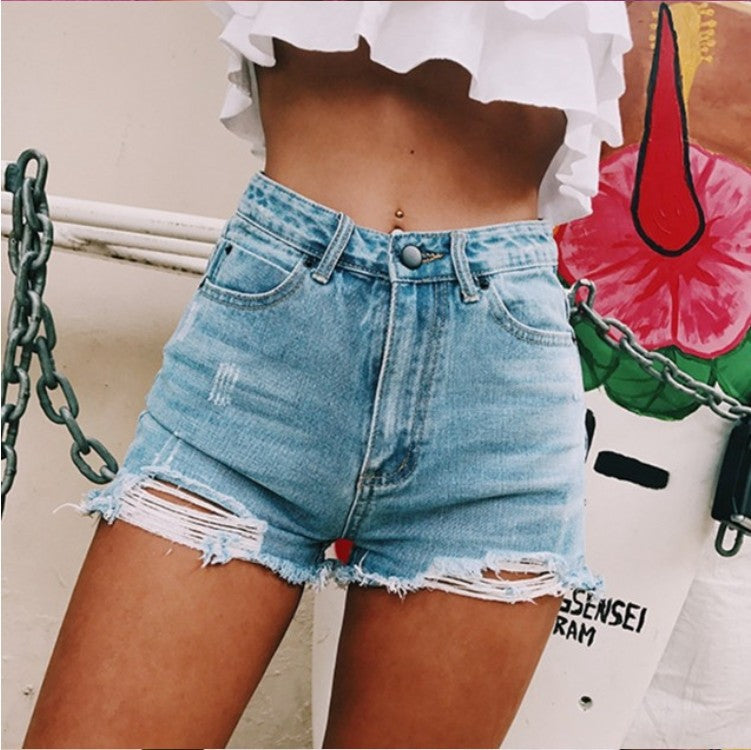 Shorts en jean déchirés classiques style rétro pour femmes