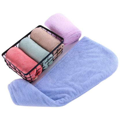 Super absorbent double-layer thickened coral velvet quick drying hair towel, shower cap, and headband towel by eprolo