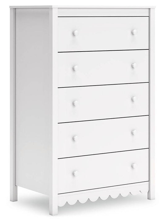 Hallityn - Five Drawer Chest - White-0