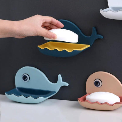 Whale Shape Free Punch Soap Rack Bathroom Drain Soap Box Toilet Soap Rack Wall-Mounted Rack by eprolo