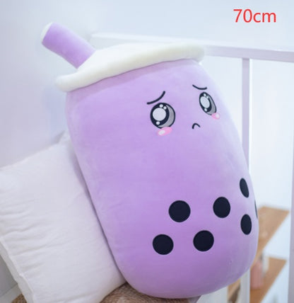 Peluche Boisson Fruitée Mignonne en Forme de Fraise Lait Thé Peluche Jouet Tasse à Thé Boba Oreiller Coussin Thé aux Perles Cadeau pour Enfants