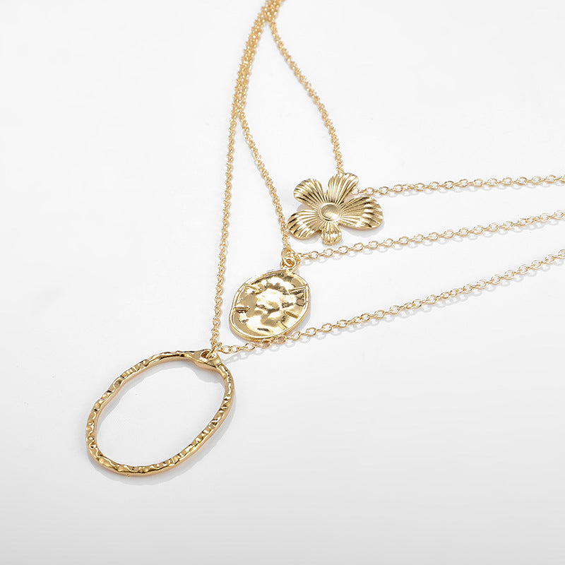 Collier Ovale Fleur Turquoise