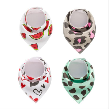 Lot de 4 bavoirs imprimés flèche vague triangle, accessoires bavoir bandana en coton pour bébé