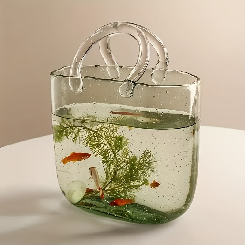 Nordic Style Handbag Glass Vase Fish Tank-2