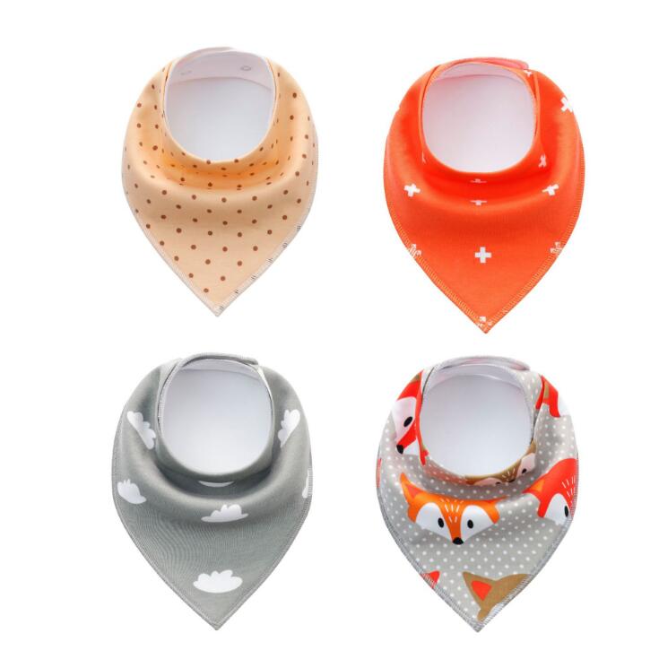Lot de 4 bavoirs imprimés flèche vague triangle, accessoires bavoir bandana en coton pour bébé