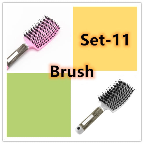Cepillo para el cabello antinudos Brushy, desenredante para mujer, cerdas de nailon, masajeador de cuero cabelludo, peine para el cabello