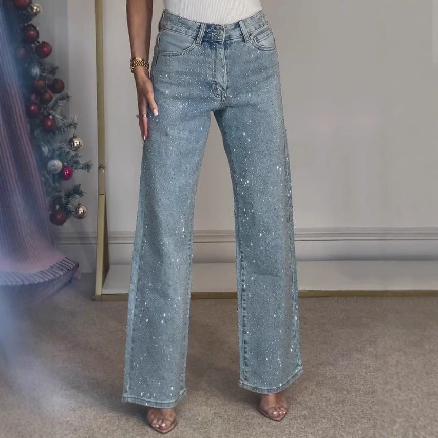 Pantalon taille haute coupe droite personnalisé haut de gamme pour femme, style « hot girl » urbain