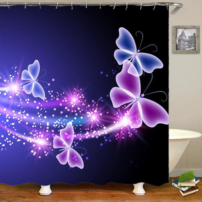 Butterflies flying Waterproof Polyester Fabric Shower Curtain by eprolo