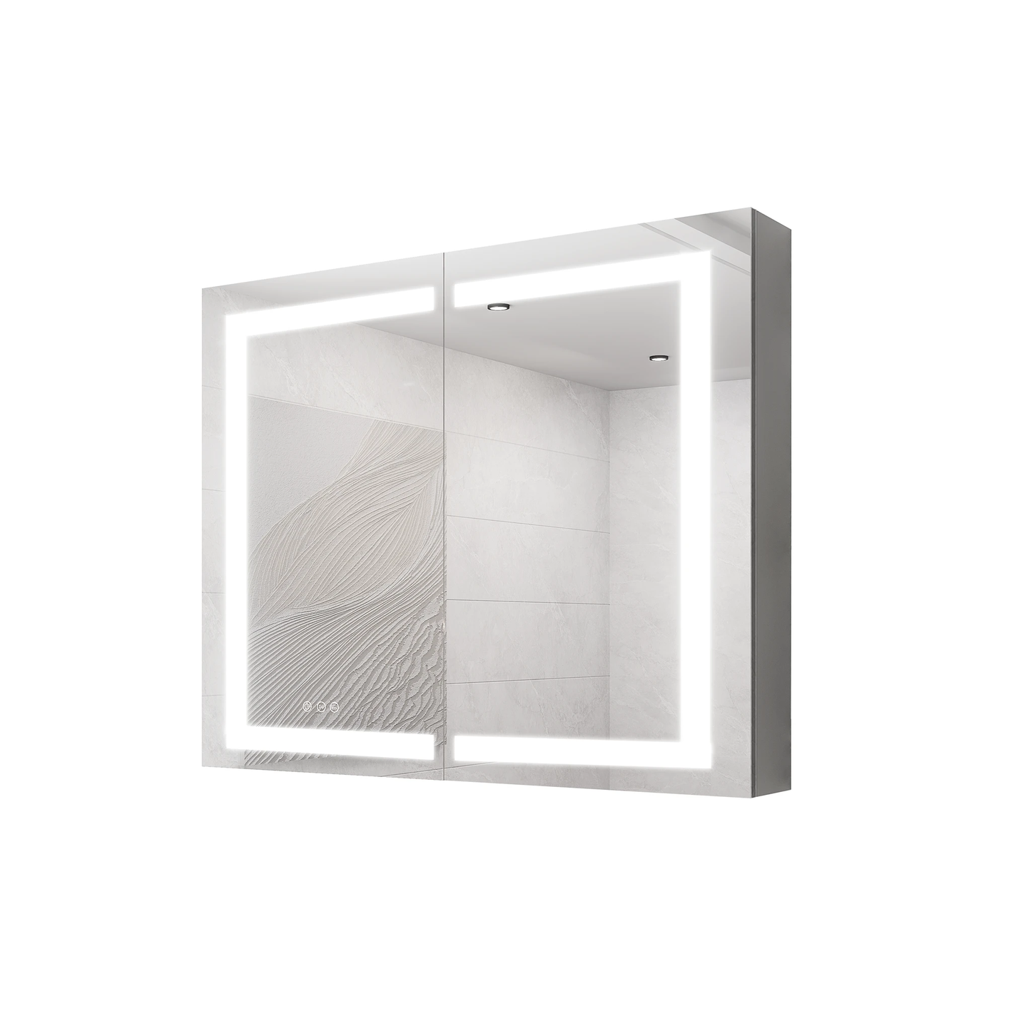 36 x 30 inch Medicine Cabinet with LED Vanity Mirror Anti-Fog Recessed or Surface Mount Waterproof DimmableAluminum 3000K~6000K Lighted Double Door Bathroom Cabinet with Touch Switch by eprolo