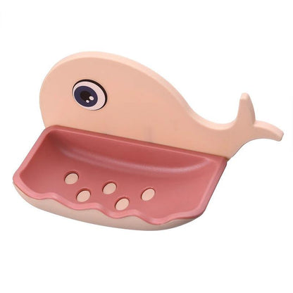 Whale Shape Free Punch Soap Rack Bathroom Drain Soap Box Toilet Soap Rack Wall-Mounted Rack by eprolo