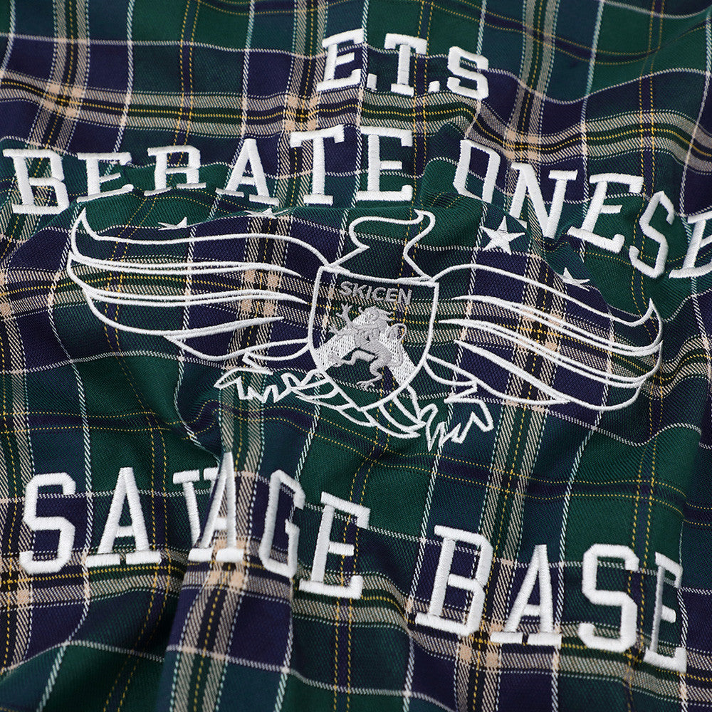 Loose plaid short sleeved shirt