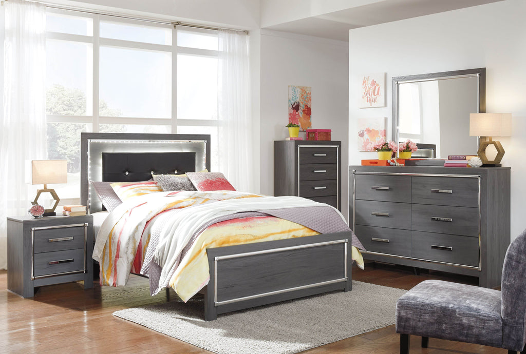 Gray Youth Bedroom Set Modern with LED Lighting Chrome Accents-0