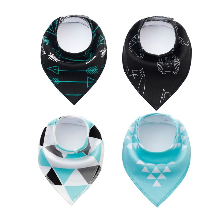 Lot de 4 bavoirs imprimés flèche vague triangle, accessoires bavoir bandana en coton pour bébé