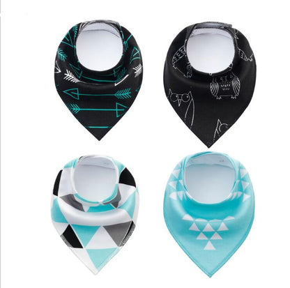Lot de 4 bavoirs imprimés flèche vague triangle, accessoires bavoir bandana en coton pour bébé