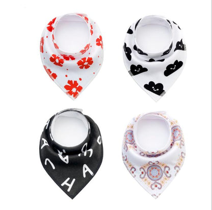 Lot de 4 bavoirs imprimés flèche vague triangle, accessoires bavoir bandana en coton pour bébé