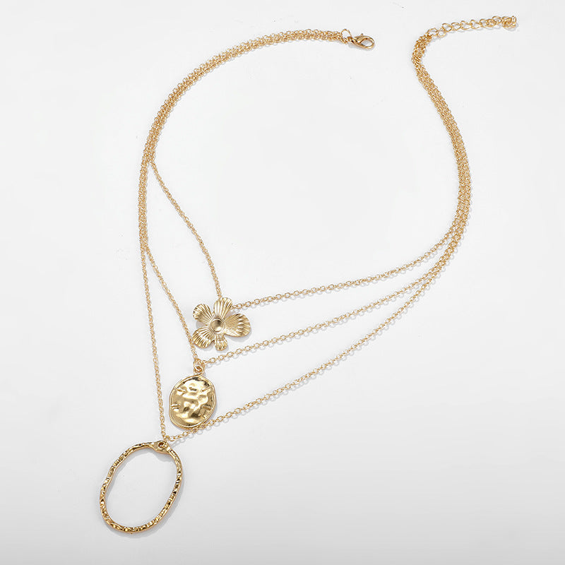 Collier Ovale Fleur Turquoise