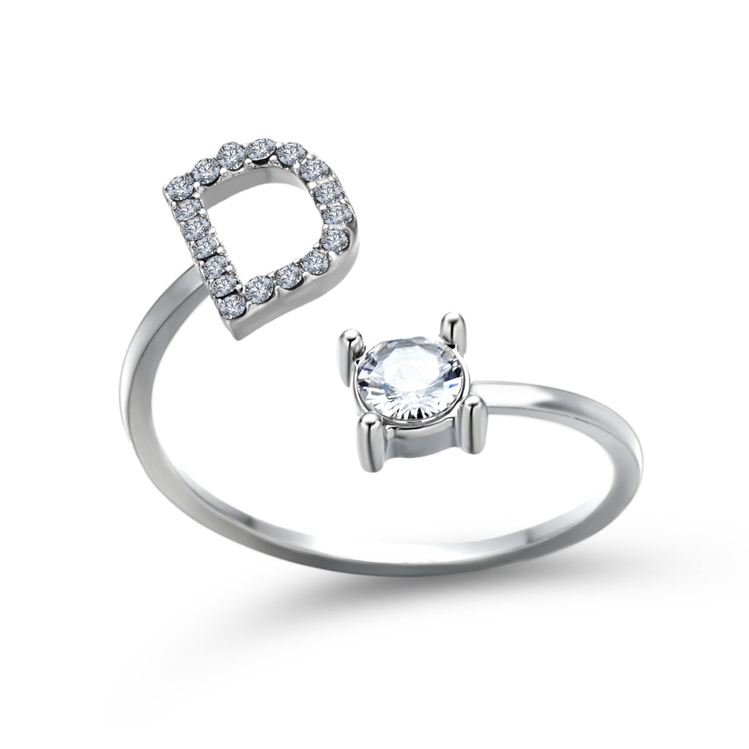 Anillo ajustable de nuevo diseño con 26 letras iniciales, joyería de moda para mujer, joyería simple y elegante