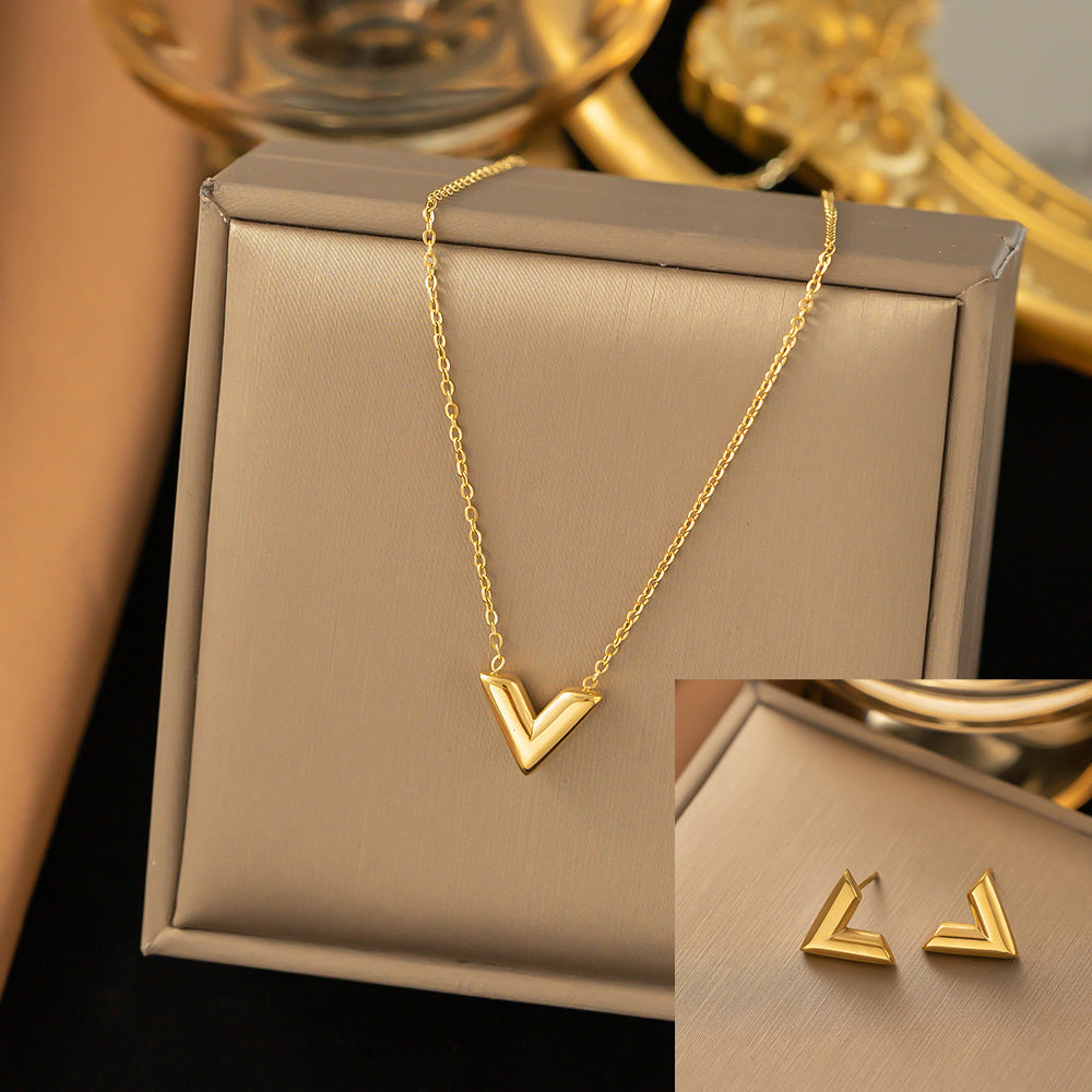 Juego de joyas de acero inoxidable para mujer: collar y pendientes