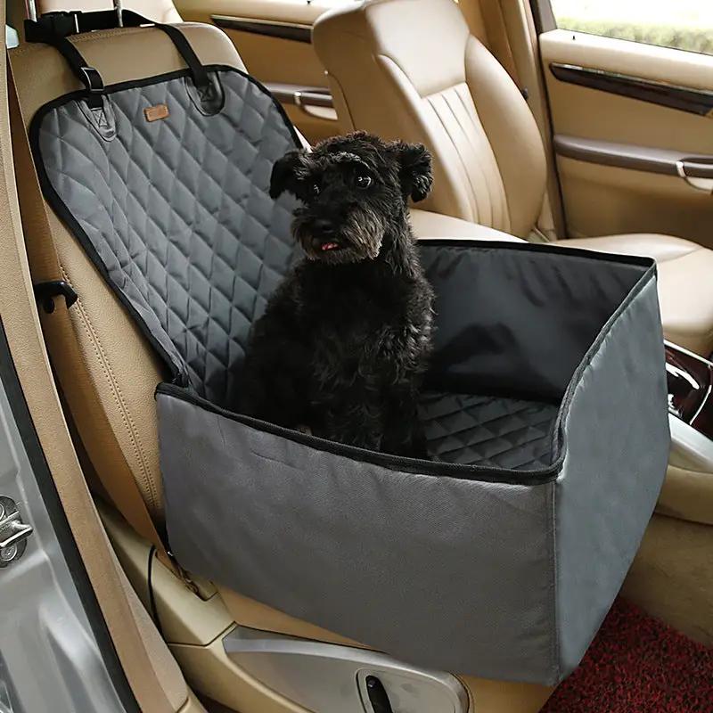 AdTec pet car mat for front seat; gray waterproof, quilted thickened interior with dog inside