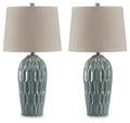 Hadbury - Ceramic Table Lamp (Set of 2) - Pale Blue / Teal-0