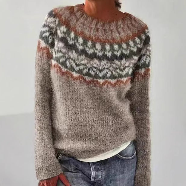 Pull Col Rond Ample et Élégant à Manches Longues – Vente Flash