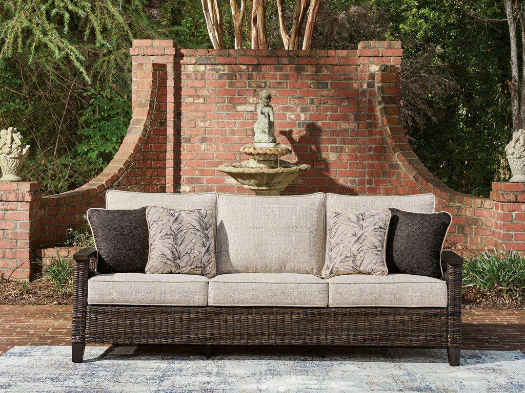 Dark Brown Outdoor Sofa With Cushions-1