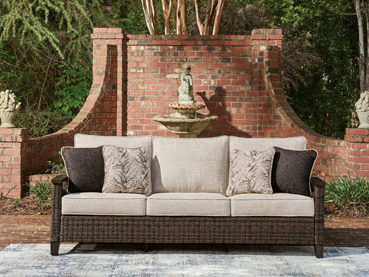 Dark Brown Outdoor Sofa With Cushions-1
