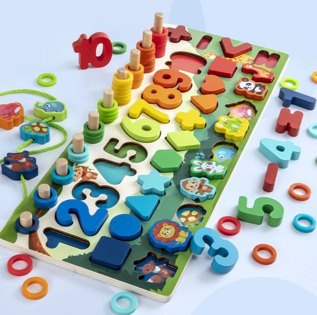 Jeu de puzzle 3D en bois pour enfants, alphabet et chiffres, jouet éducatif coloré avec lettres numériques géométriques