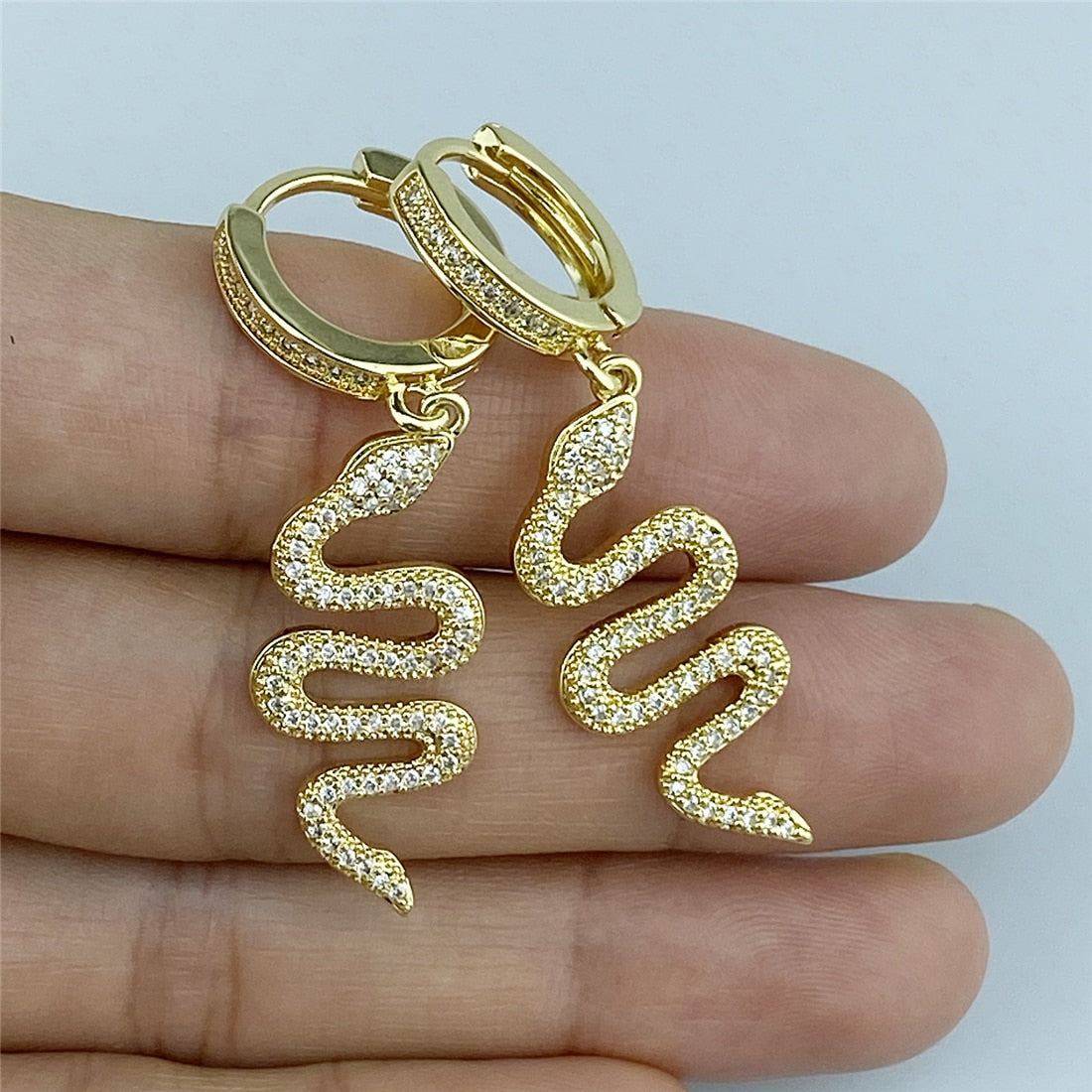 Personality big snake zircon earrings