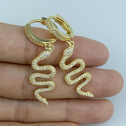 Boucles d'oreilles serpent géant zircon personnalité