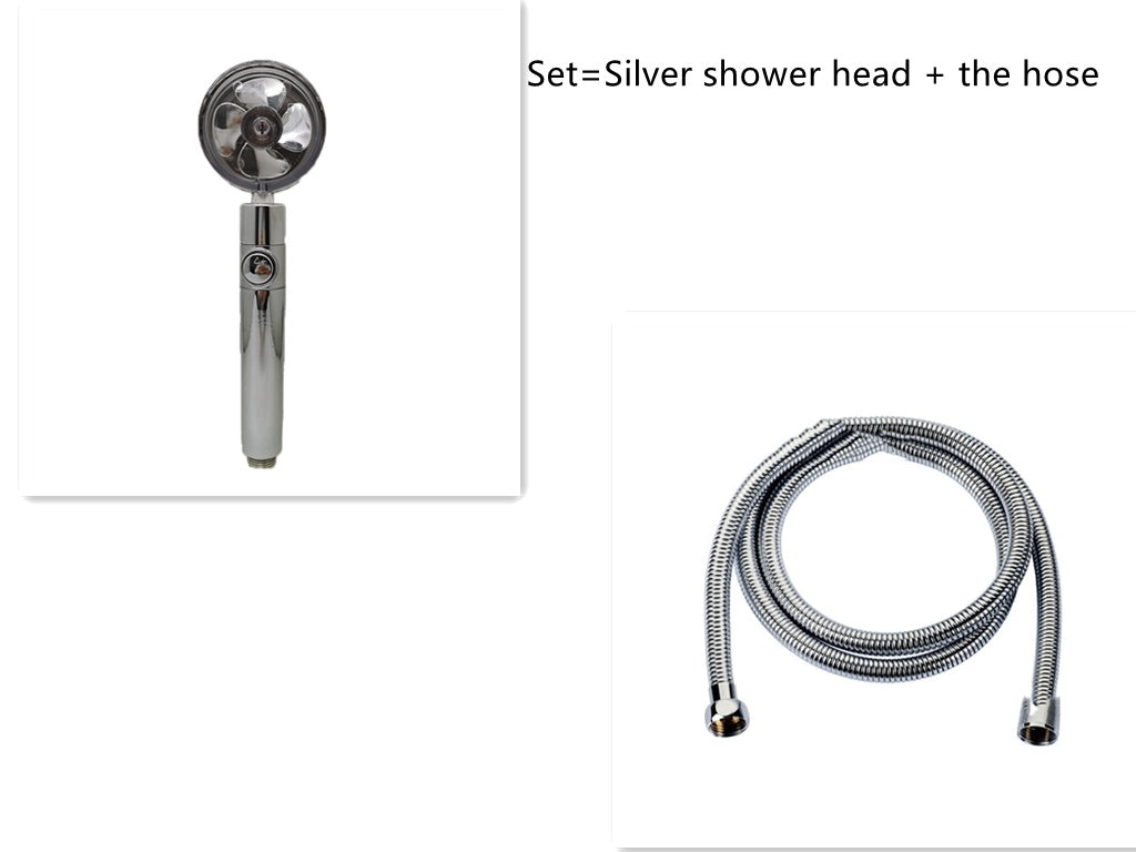 Cabezal de Ducha con Ahorro de Agua, Flujo Giratorio 360 Grados con Pequeño Ventilador, Boquilla Rociadora de Alta Presión de Lluvia de ABS, Accesorios de Baño