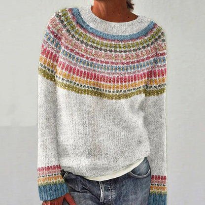 Pull Femme Col Rond Multicolore Ample Tendance