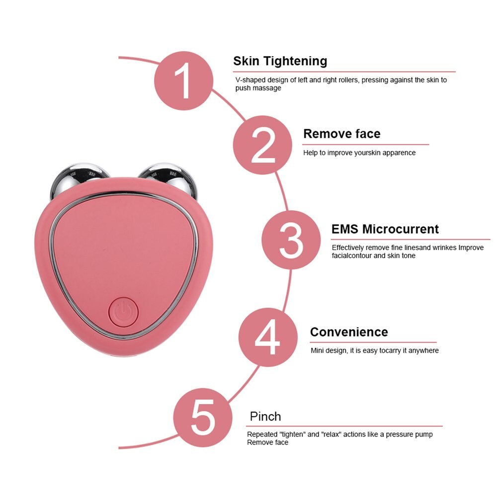 Instrumento portátil de belleza facial de microcorriente para levantar, adelgazar y reducir el edema con masajeador de doble rodillo