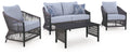 Gray 4-piece Loveseat Lounge Chair Table Set Outdoor Patio Furniture-0