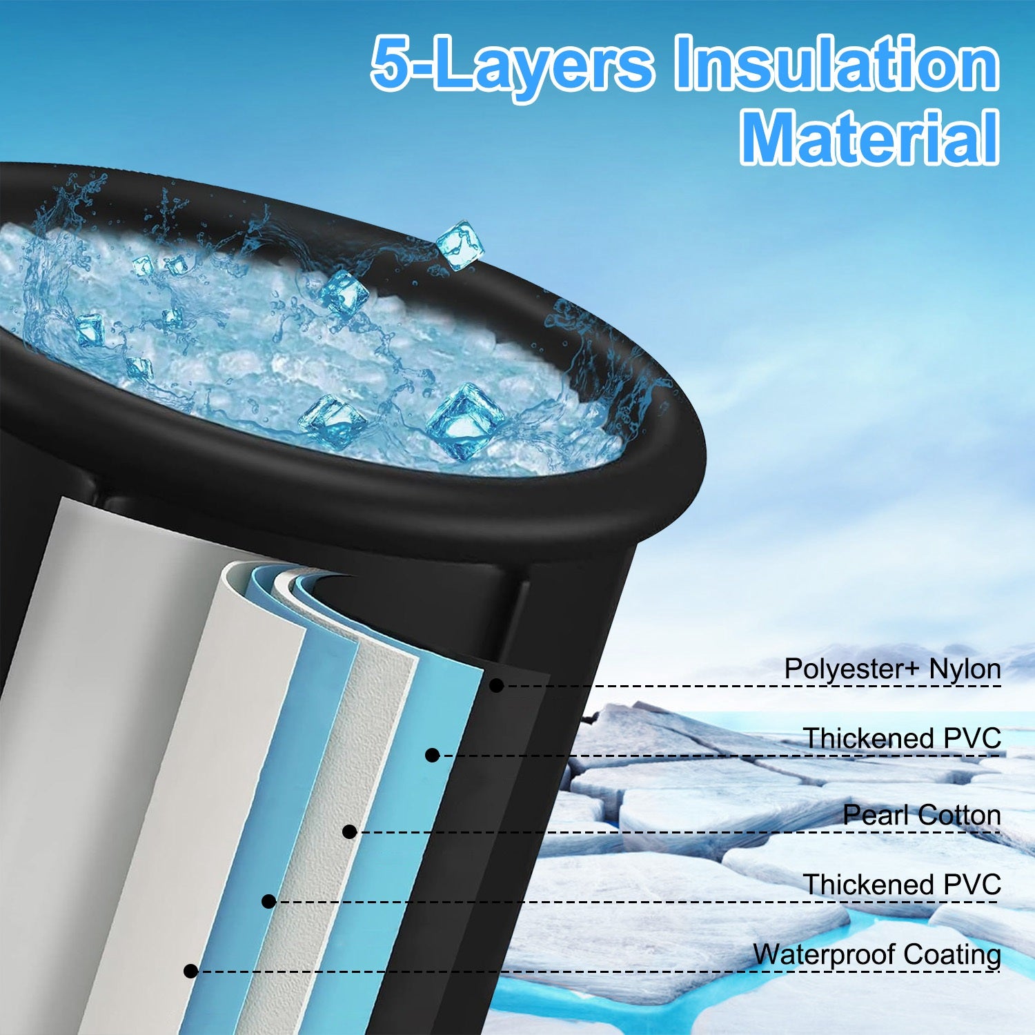 Baignoire de glace grand format de 367 litres