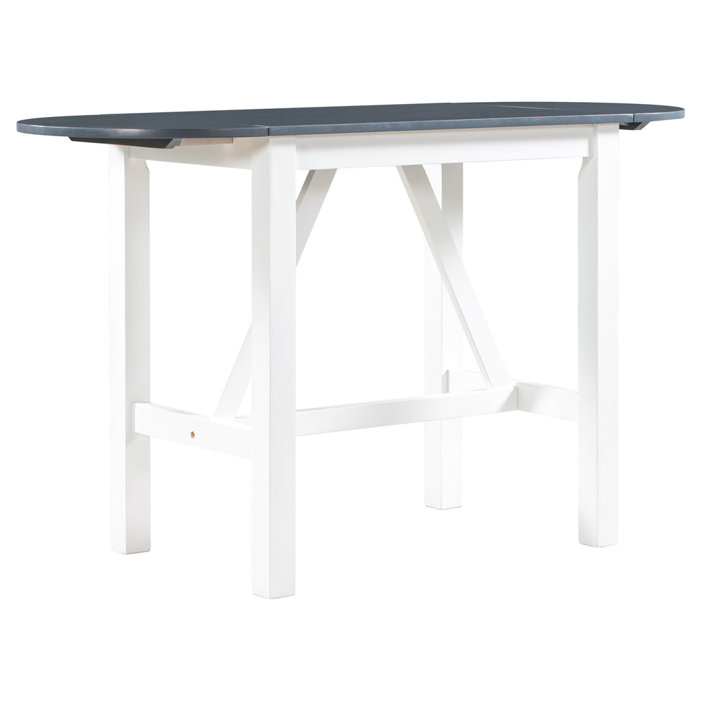 Juego de mesa de comedor de altura de mostrador de madera de 3 piezas con hojas abatibles
